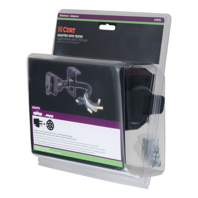 Curt Electrical Adapter w/Tester (4-Way Flat Vehicle to 7-Way RV Blade Trailer)