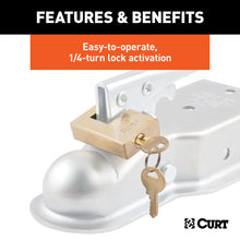 Load image into Gallery viewer, Curt Coupler Lock (1/4in Pin 3/4in Latch Span Padlock Solid Brass)