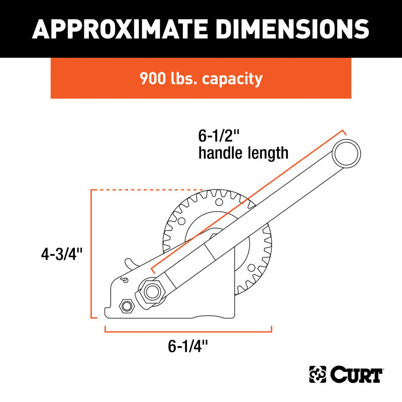 Curt Hand Winch (900lbs 6-1/2in Handle)