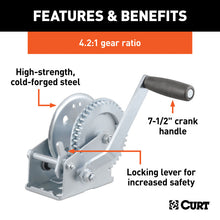 Load image into Gallery viewer, Curt Hand Winch (1400lbs 7-1/2in Handle)