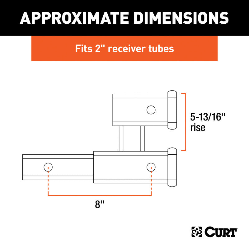 Curt Dual Receiver Extender (2in Shank 3500lbs 5-13/16in Rise)