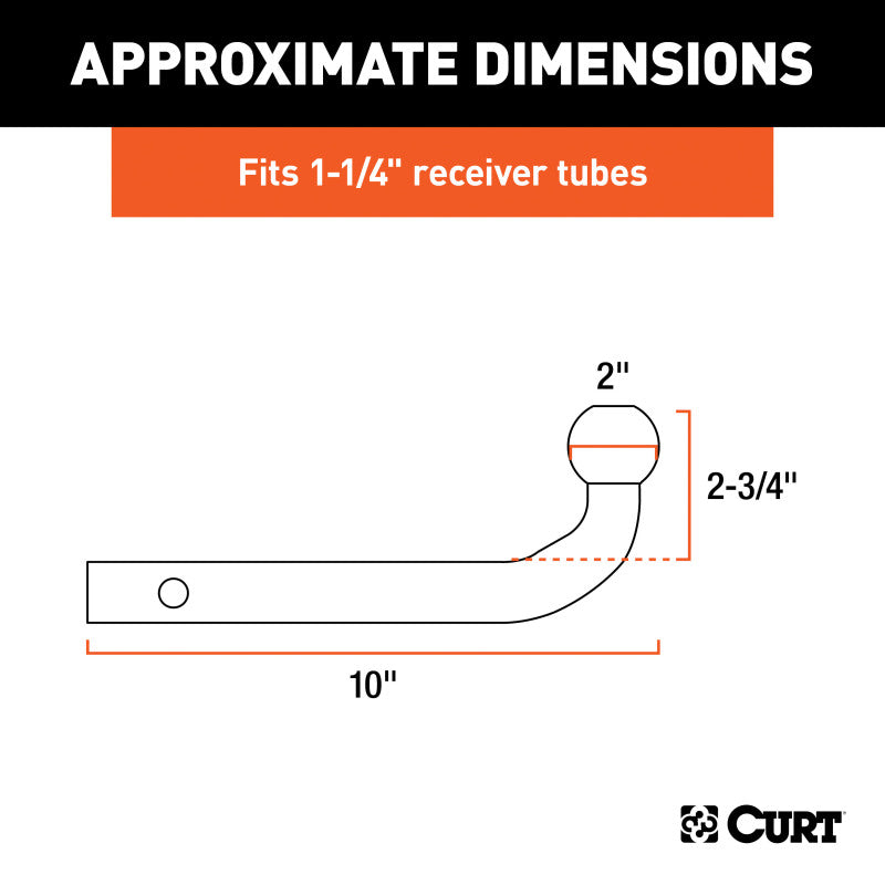 Curt Euro Mount (2in Ball 1-1/4in Shank 3500lbs 2-3/4in High 10in Long)