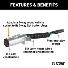 Load image into Gallery viewer, Curt Electrical Adapter (4-Way Round Vehicle to 4-Way Flat Trailer Packaged)