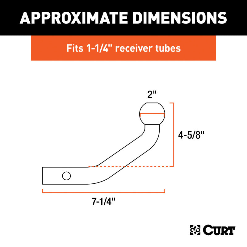Curt Euro Mount (2in Ball 1-1/4in Shank 3500lbs 4-5/8in High 7-1/4in Long)