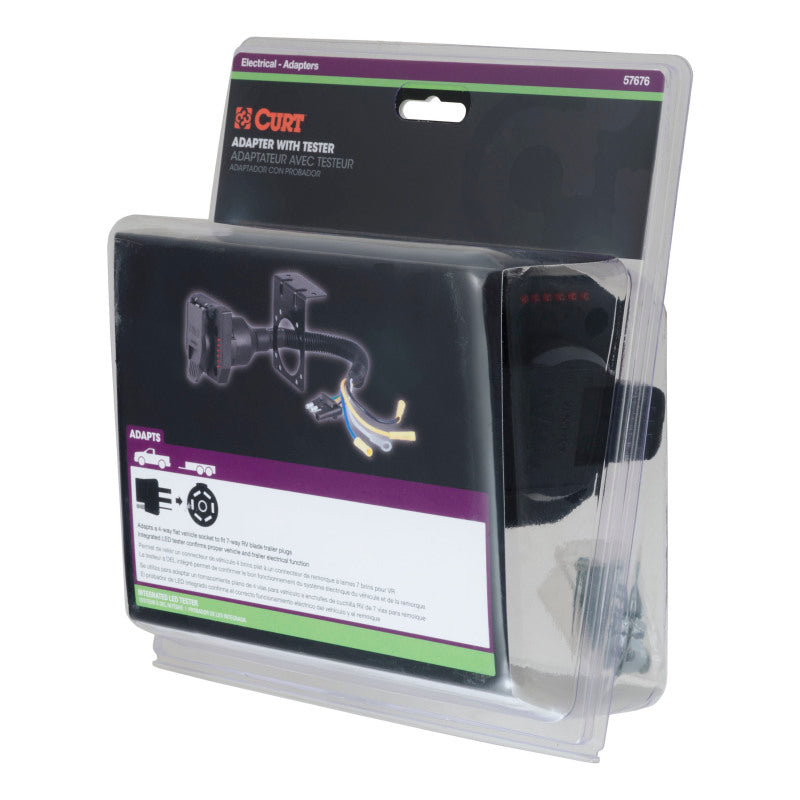 Curt Electrical Adapter w/Tester (4-Way Flat Vehicle to 7-Way RV Blade Trailer)
