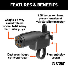 Load image into Gallery viewer, Curt Electrical Adapter w/Tester (6-Way Round Vehicle to 4-Way Flat Trailer)