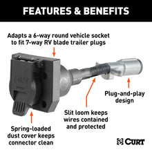 Load image into Gallery viewer, Curt Electrical Adapter (6-Way Round Vehicle to 7-Way RV Blade Trailer)