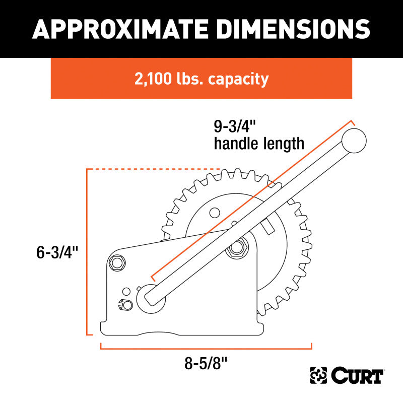 Curt Hand Winch (2100lbs 9-3/4in Handle)