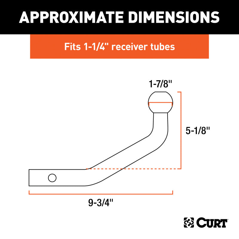 Curt Euro Mount (1-7/8in Ball 1-1/4in Shank 3500lbs 5-1/8in High 9-3/4in Long)