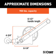 Load image into Gallery viewer, Curt Hand Winch w/15ft Strap (900lbs 6-1/2in Handle)