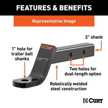 Load image into Gallery viewer, Curt Dual-Length Ball Mount (2in Shank 7500lbs 6in Drop 9-1/4in or 12-1/4in Long)