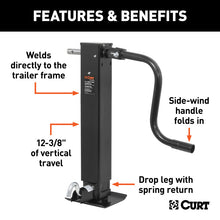 Load image into Gallery viewer, Curt Direct-Weld Square Jack w/Side Handle (12000lbs 12-1/2in Travel)