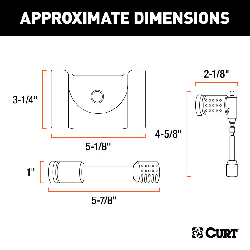 Curt Hitch & Coupler Lock Set (2in Receiver 1/2in to 2-1/2in Latch 2in & 2-1/2in Lip)