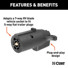 Load image into Gallery viewer, Curt Electrical Adapter (7-Way RV Blade Vehicle to 5-Way Flat Trailer Packaged)