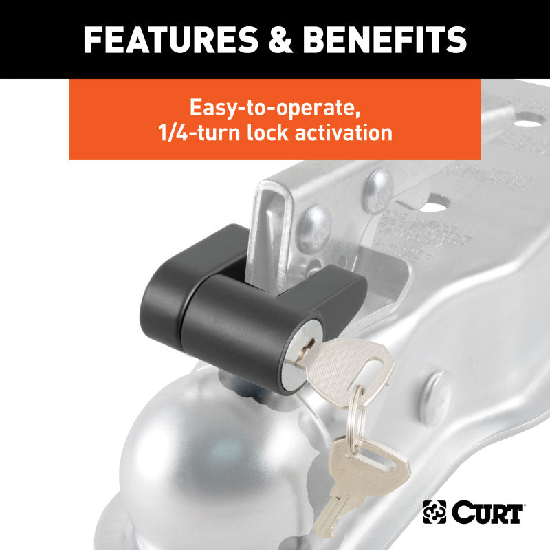 Curt Coupler Lock (1/4in Pin 3/4in Latch Span Padlock Black)