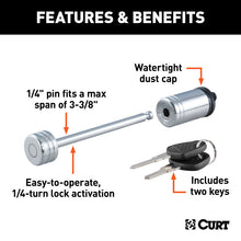 Load image into Gallery viewer, Curt Coupler Lock (1/4in Pin 3-3/8in Latch Span Barbell Chrome)