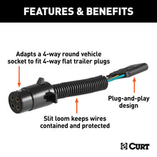 Load image into Gallery viewer, Curt Electrical Adapter (4-Way Round Vehicle to 4-Way Flat Trailer Packaged)