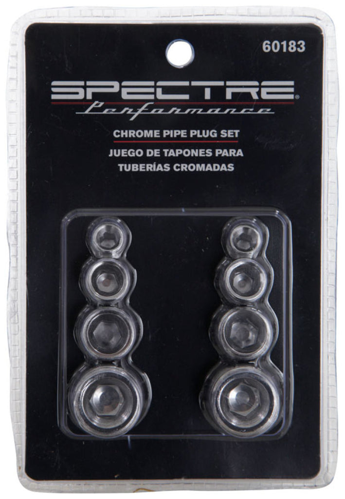 Spectre Pipe Plug Kit - Includes (2) 1/8in. / (2) 1/4in. / (2) 3/8in. / (2) 1/2in. Plugs - Chrome