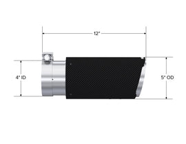 MBRP Universal Carbon Fiber Tip 4in ID/5in OD/12in L Dual Wall Angle Cut
