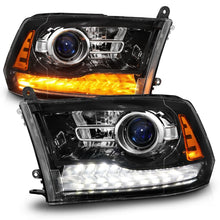 Load image into Gallery viewer, ANZO 09-18 Dodge 1500-3500 LED Plank Style Headlights w/Switchback+Sequential Hyper Black (OE Style)