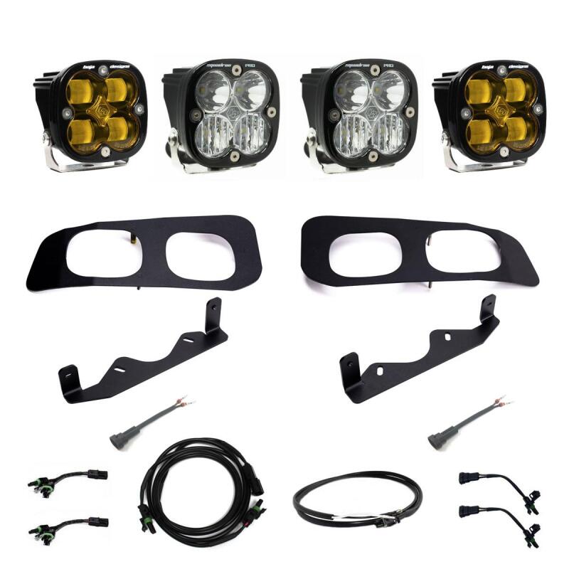 Baja Designs 2023+ Ford F250/F350 Super Duty Squadron SAE/Pro Fog Pocket Kit - Amber Upfitter