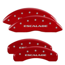 Load image into Gallery viewer, MGP 4 Caliper Covers Engraved Front &amp; Rear 2021 Escalade Red finish silver ch