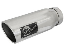 Load image into Gallery viewer, aFe MACH Force-Xp 304 SS Clamp-on Exhaust Tip Polished Left Side 4 IN Inlet x 5 IN Outlet x 12 IN L