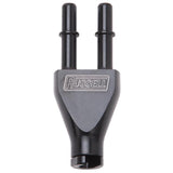 Russell Adapter Y-Block 3/8in Sae Quick Disconnect Female To 2X 3/8in Sae Qd Male Blk Anodized