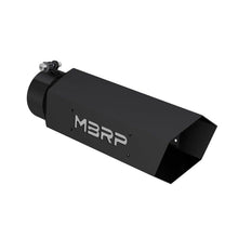 Load image into Gallery viewer, MBRP Universal Hex Tip 4in Inlet 16in Length w/ Logo - Black Coated