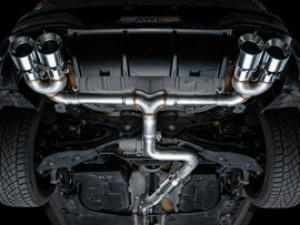 AWE Tuning MK8 Volkswagen Golf R 3in Track Edition Quad Exhaust - Chrome Silver Tips