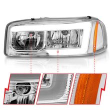 Load image into Gallery viewer, ANZO 99-17 GMC Sierra/Denali Headlights Chrome Amber (w/C Light Bars)
