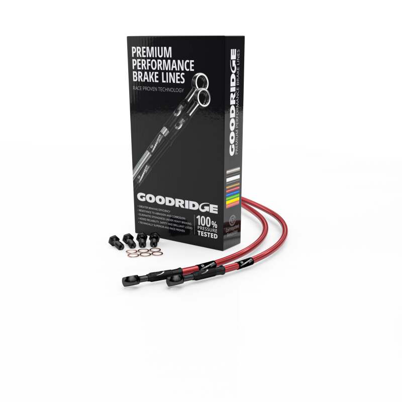 Goodridge Suzuki GSXR600/750 K4-K5 Red Rear SS Brake Lines w/Black Fittings