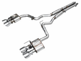 AWE 2024 Ford Mustang Dark Horse S650 RWD SwitchPath Cat-Back Exhaust w/ Quad Chrome Silver Tips