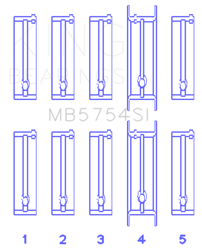 King Engine Bearings Chevrolet 121Ci/Ln2 134Ci Fl O/S 010 (Size +0.75mm) Main Bearing Set