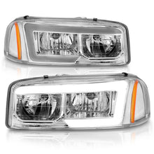 Load image into Gallery viewer, ANZO 99-17 GMC Sierra/Denali Headlights Chrome Amber (w/C Light Bars)