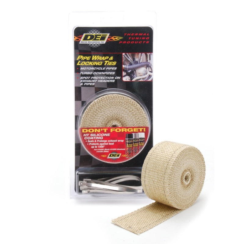 DEI Exhaust Wrap Kit - Pipe Wrap and Locking Tie - Tan