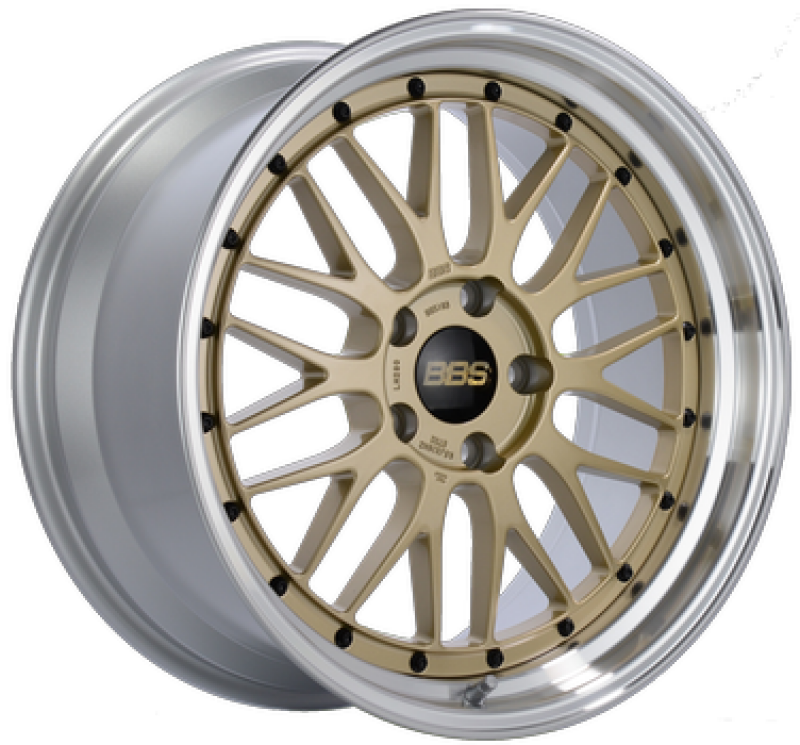 BBS LM 19x8.5 5x120 ET18 PFS Gold Center Diamond Cut Lip Wheel - 82mm PFS/Clip Required