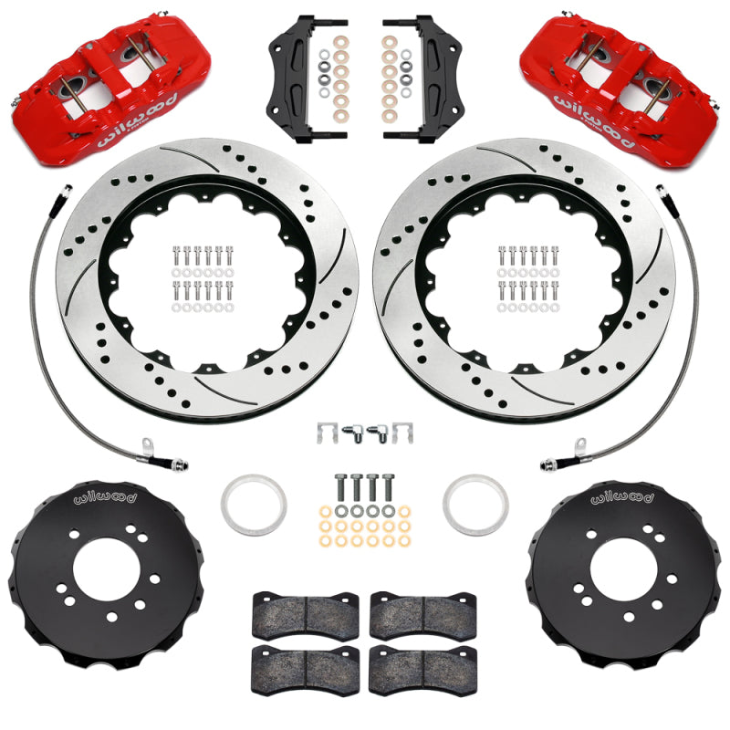 Wilwood 99-02 Nissan Skyline Aerolite 6R Front BBK w/ 14.00in D/S Rotors & Flexlines - Red