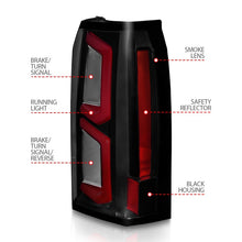 Load image into Gallery viewer, ANZO 2015-2020 Chevrolet Tahoe LED Tail Lights w/ Light Bar Black Housing Smoke Lens