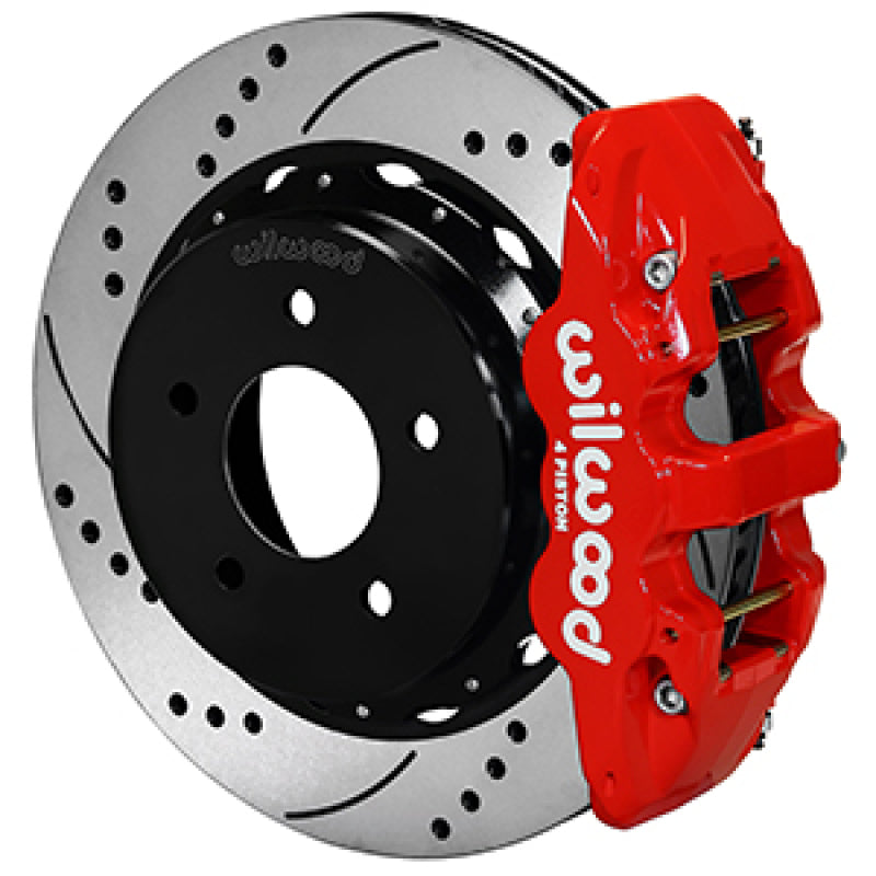 Wilwood 88-98 GM C1500 Aero4 SRP Rear Brake Kit 14in Rotor - Red