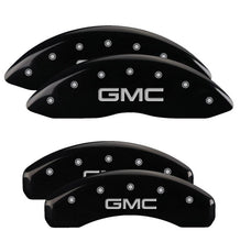 Load image into Gallery viewer, MGP 21-22 GMC Yukon/XL Set of 4 Caliper Covers Engraved Front &amp; Rear GMC Black w/ Silver Characters