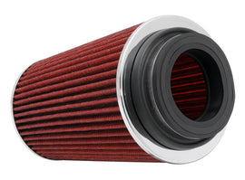 K&N Universal Air Filter Chrome Round Tapered Red -4in Flange ID x 1.125in Flange Length x 5.5in H