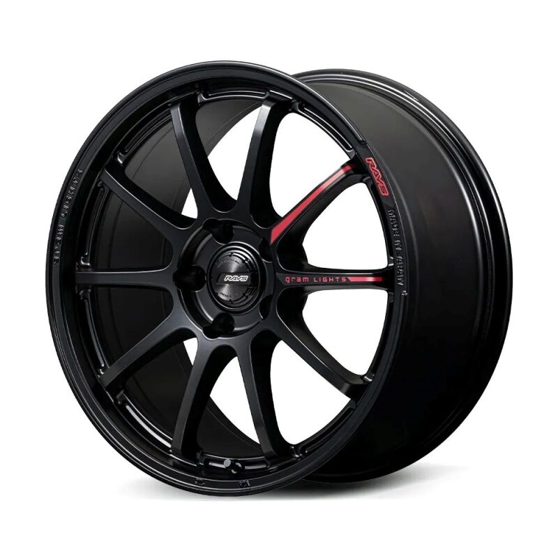 Gram Lights 57NR LIMITED II 17x7.0 +47 5-114.3 Semigloss Black Wheel w/ Black Cap/Stickers/Air Valve