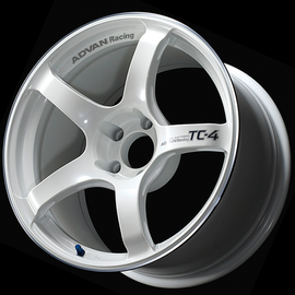 Advan TC4 18x9 +25mm 5x112 Racing White Metallic and Ring Wheel