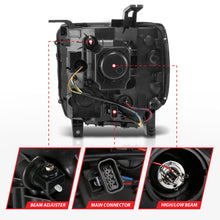 Load image into Gallery viewer, ANZO 2014-2015 GMC Sierra 1500 Projector Headlights w/ Light Bar Chrome Housing (Halogen Type)