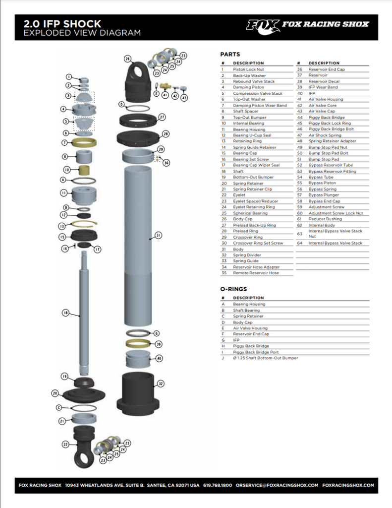 Fox Valve 1.425 OD x 0.504 ID x 0.012 TH