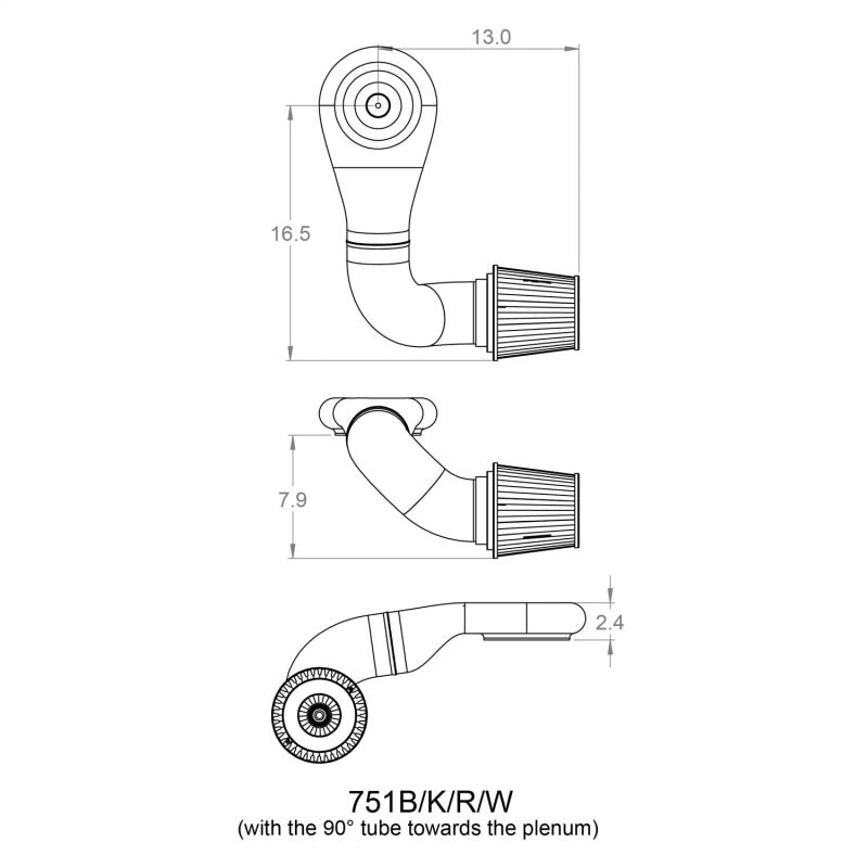 Spectre Plenum Kit (Low) w/Passenger Side 45/90 Degree Tube