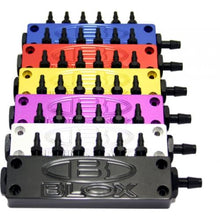 Load image into Gallery viewer, BLOX Racing 6-Port Billet Aluminum Black Universal with Fittings and Plugs