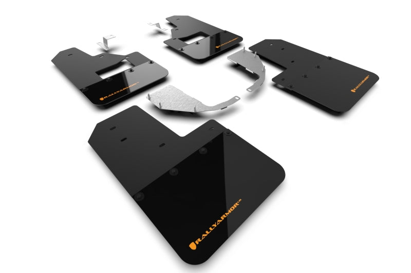 Rally Armor 21-25 Ford Bronco (Steel Bmpr + RB - NO Rptr/Sprt) Blk Mud Flap w/Cy Orange Logo