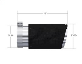 MBRP Universal Carbon Fiber Tip 6in OD/5in Inlet/12in L - Angle Cut Tip